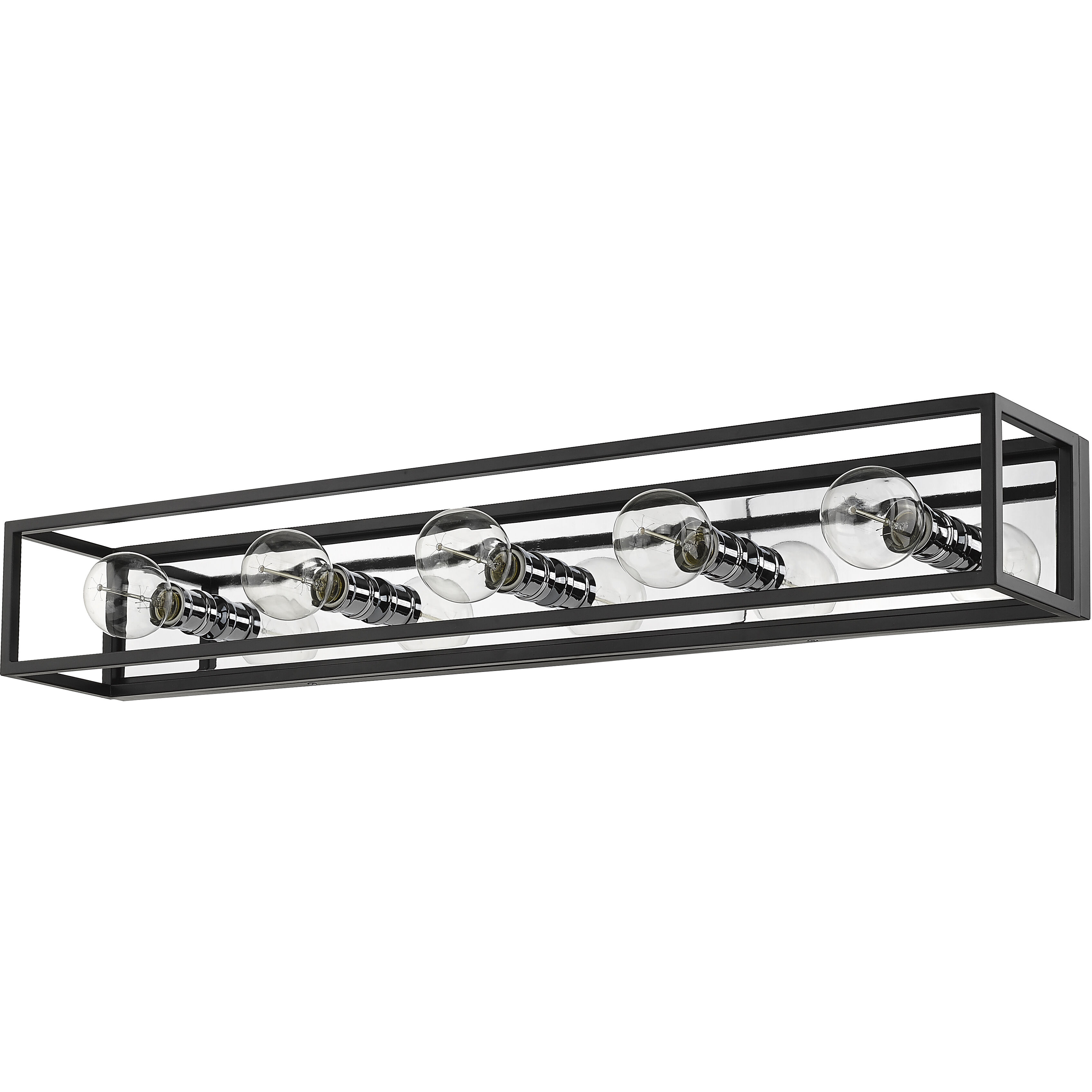 Kube 5 Light 39.5 inch Matte Black and Chrome Vanity Wall Light
