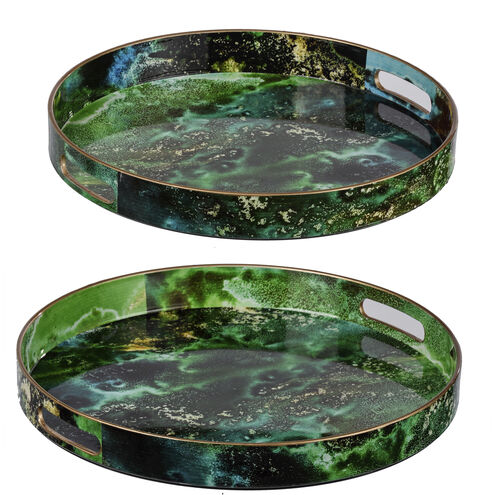 Modern Green Tray, Set of 2