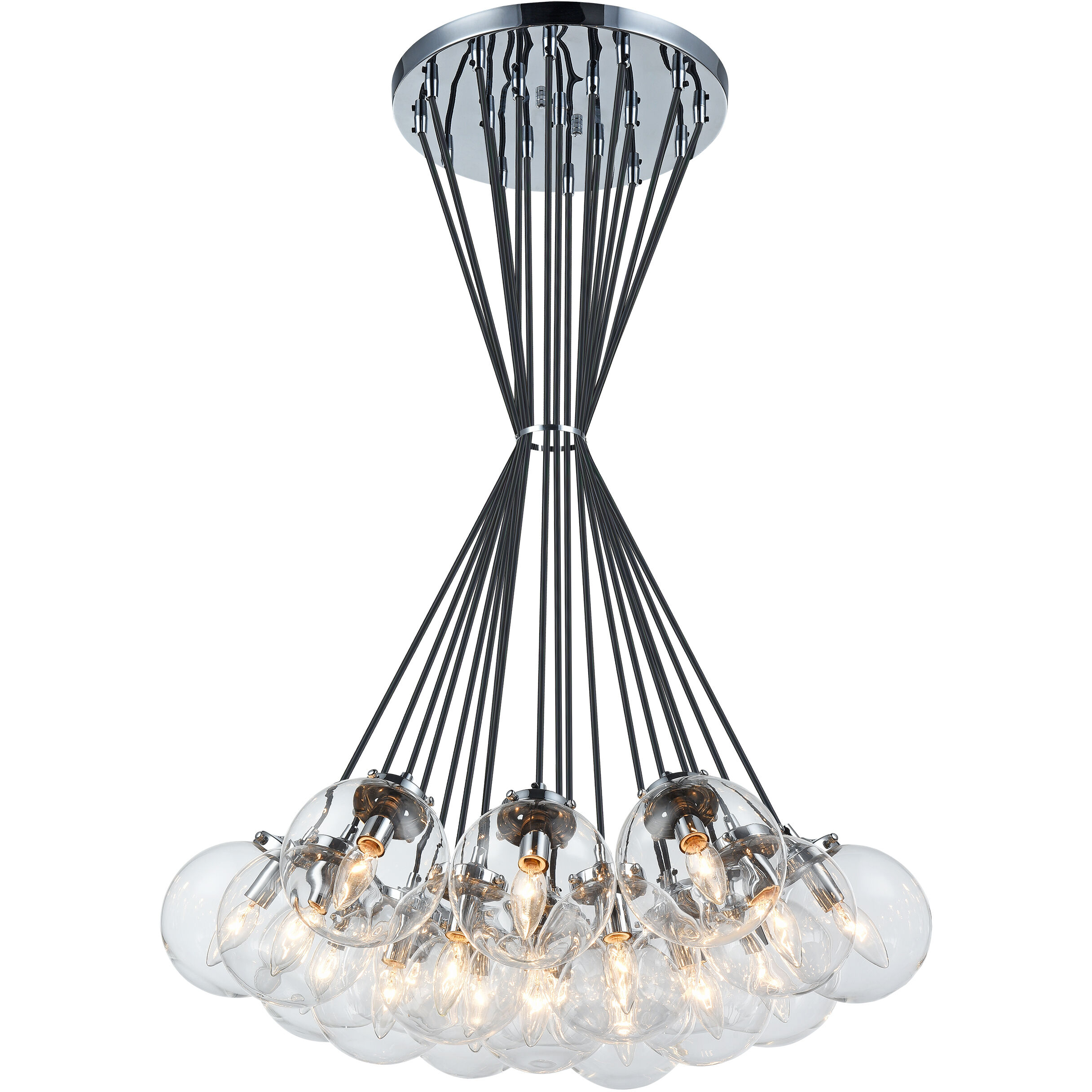 The Bougie 19 Light 29.5 inch Chrome Chandelier Ceiling Light in Chrome and Clear