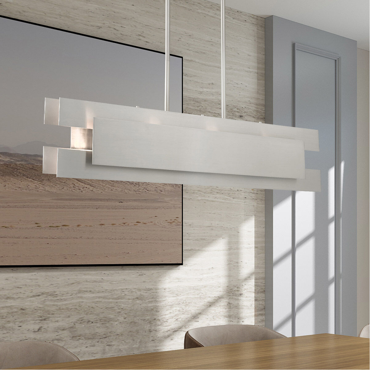 Varick 4 Light 36 inch Brushed Nickel Linear Chandelier Ceiling Light