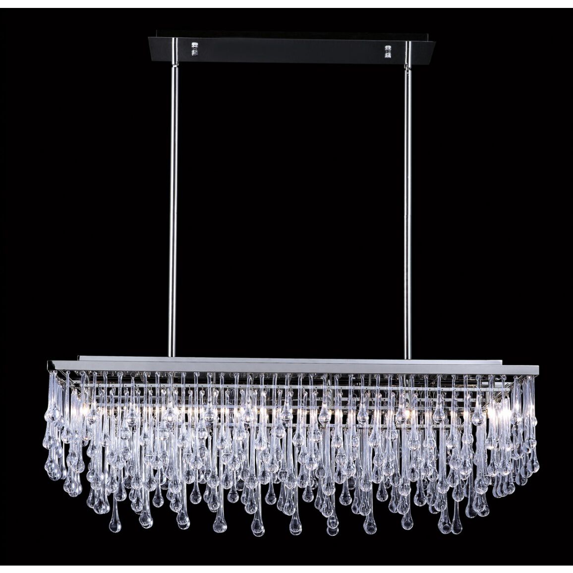 Hollywood Blvd. LED 12 inch Polished Nickel and Clear Glass Tear Drops Chandelier Ceiling Light
