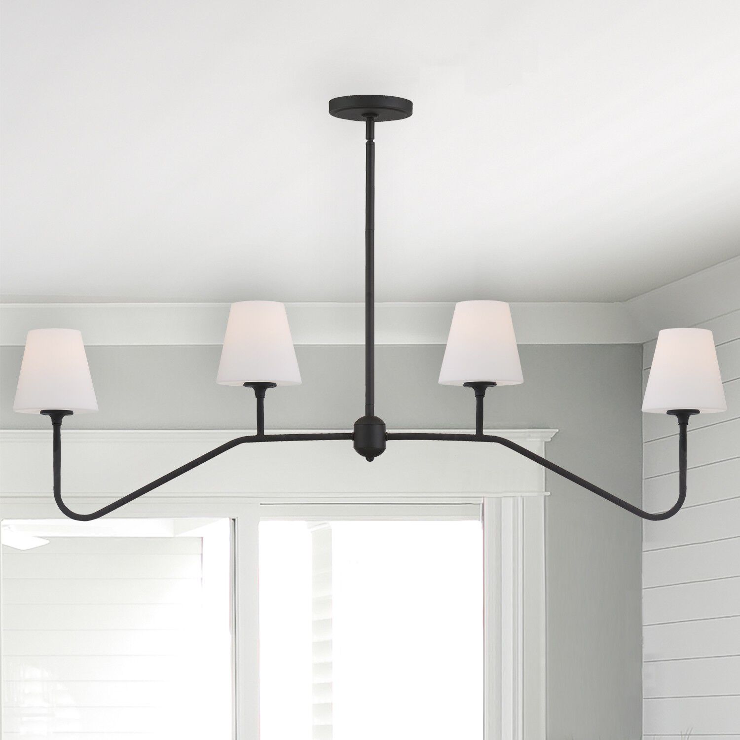 Keenan 4 Light 48 inch Black Forged Linear Chandelier Ceiling Light