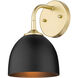 Zoey 1 Light 6 inch Olympic Gold Wall Sconce Wall Light in Matte Black 