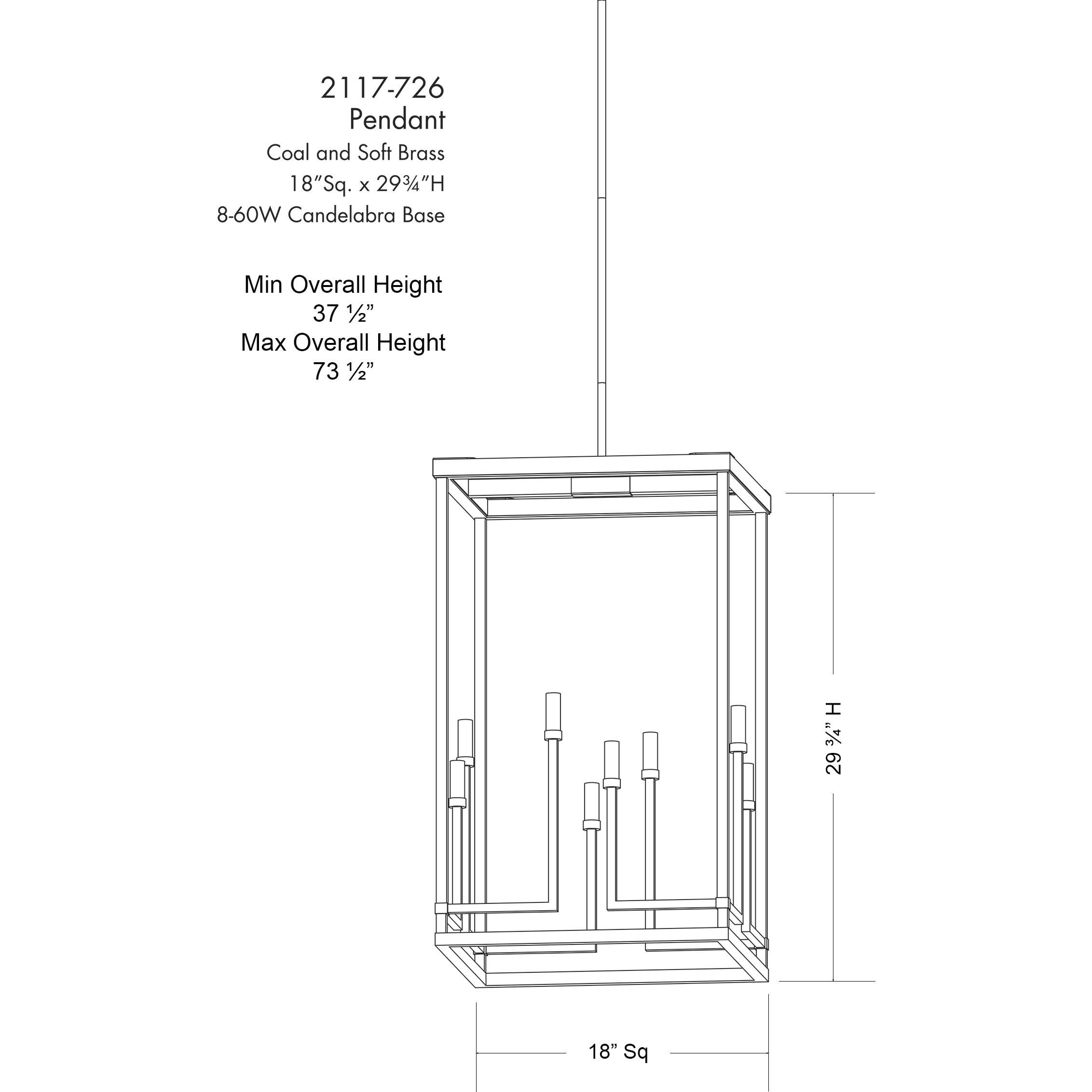 Union Estates 8 Light 18 inch Coal And Soft Brass Pendant Ceiling Light