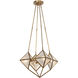 Cairo 4 Light 21 inch Ribbed Glass/Vintage Brass Chandelier Ceiling Light