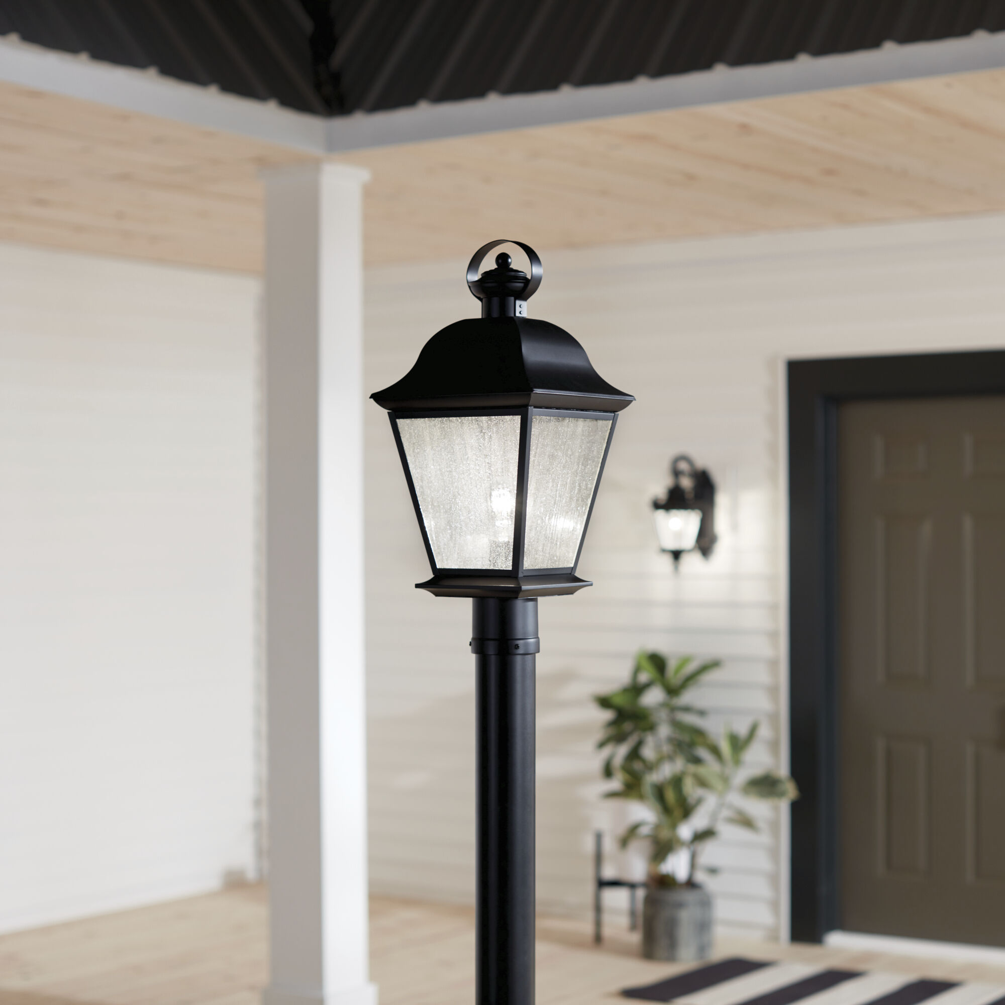 Mount Vernon 1 Light 21 inch Black Outdoor Post Lantern in Clear Seeded, Incandescent