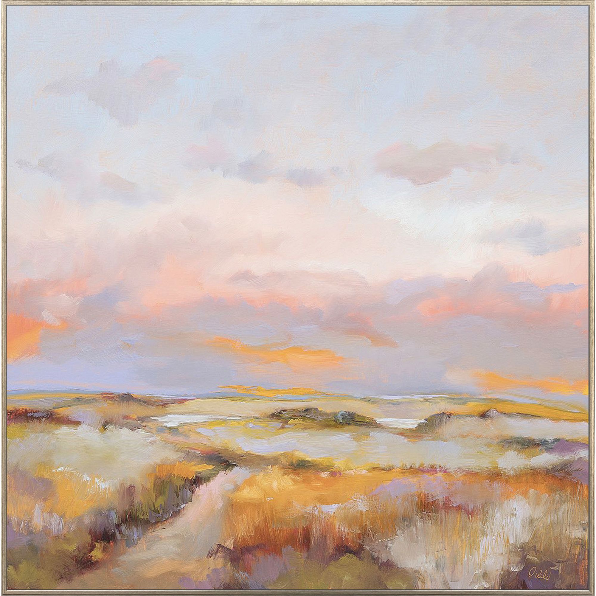 Sky on Fire Blue and Orange and Pink and Multi Framed Art