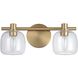 Valentina 2 Light 15 inch Champagne Gold Vanity Light Wall Light