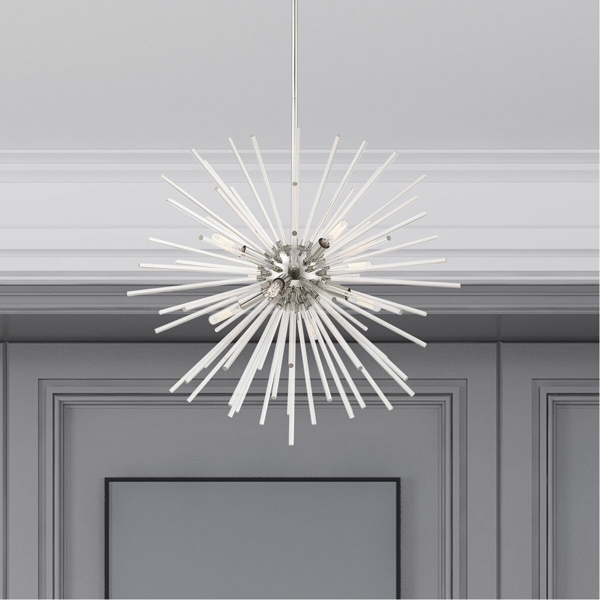 Utopia 8 Light 25.75 inch Polished Chrome Pendant Chandelier Ceiling Light