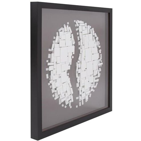 Abstract Paper Globe Gray/Black/White Shadowbox Art