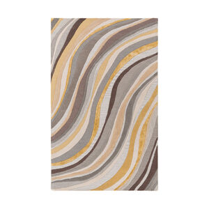 Olean 96 X 60 inch Medium Gray/Charcoal/Bright Yellow/Taupe/Ivory Rugs, Rectangle