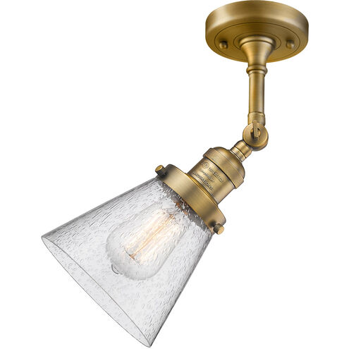 Franklin Restoration Small Cone LED 6.25 inch Brushed Brass Sconce Wall Light in Seedy Glass, Franklin Restoration