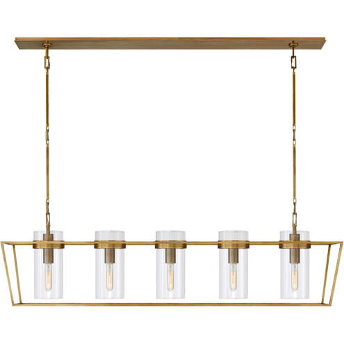 Ian K. Fowler Presidio 5 Light 54 inch Hand-Rubbed Antique Brass Linear Lantern Pendant Ceiling Light, Large