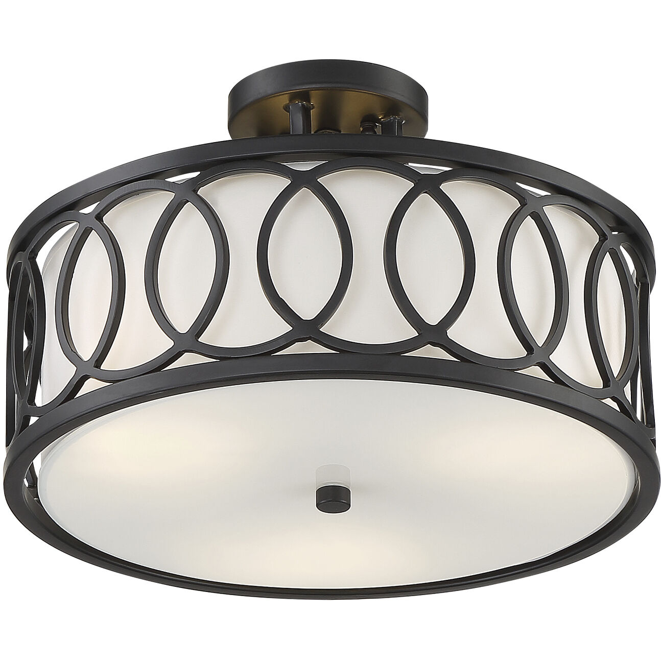 Graham 3 Light 15 inch Matte Black Semi Flush Ceiling Light