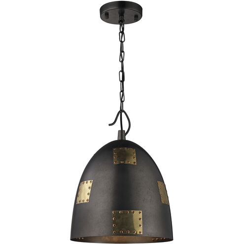 Strasburg 1 Light 12 inch Black with Antique Gold Mini Pendant Ceiling Light