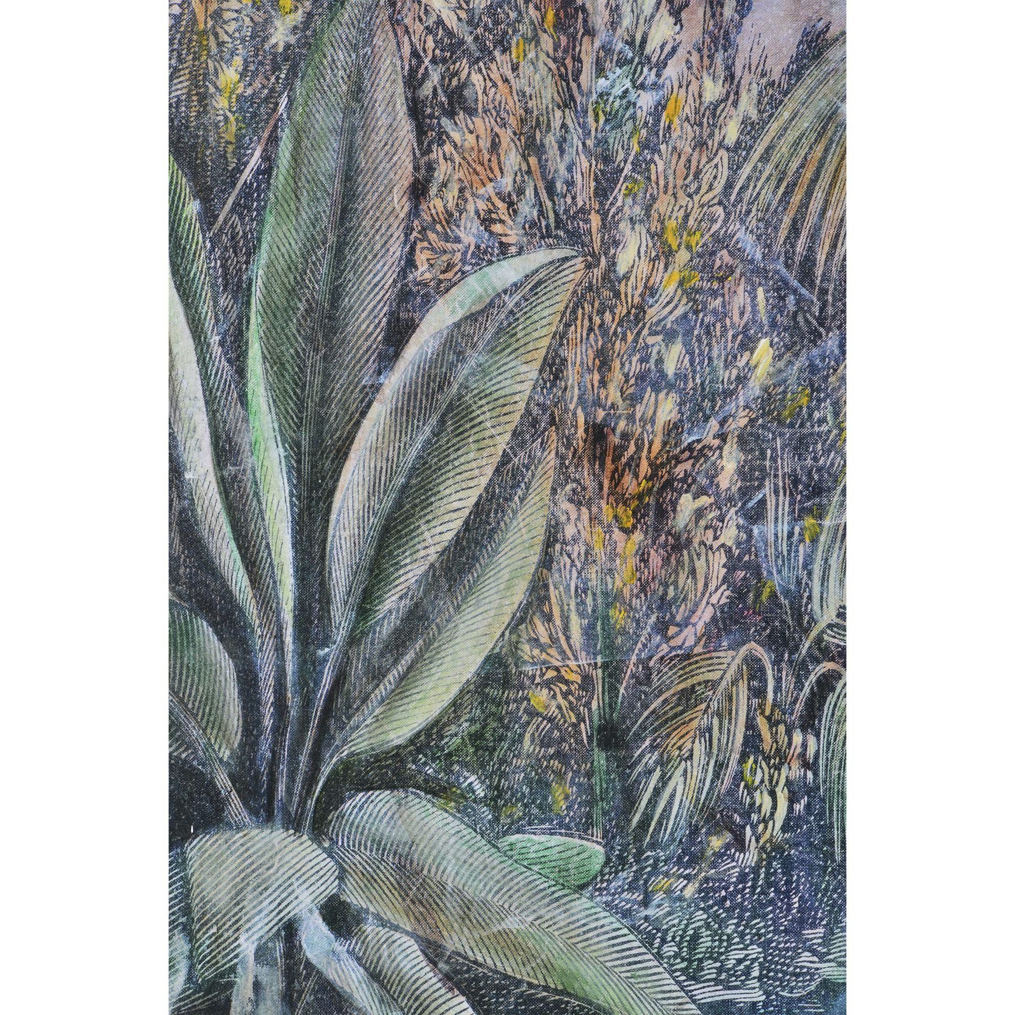 Labyrinth Multicolor and Walnut with Off-White Canvas Art, Set of 2