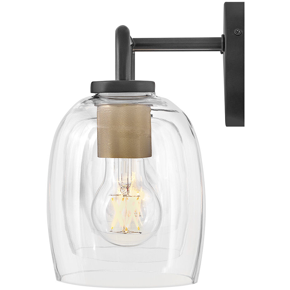 Percy 4 Light 33 inch Black with Lacquered Brass Bath Light Wall Light