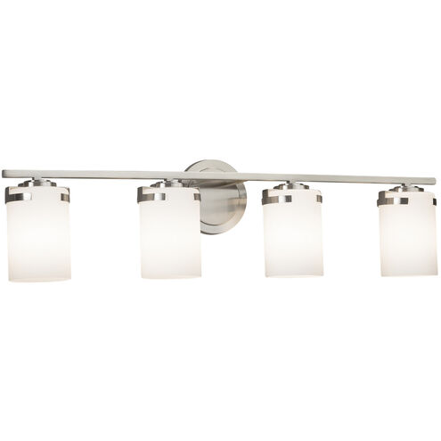 Fusion 4 Light 32 inch Vanity Light Wall Light in Brushed Nickel, Opal, Incandescent