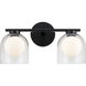 Derbishone 2 Light 14.88 inch Black Wall Sconce Wall Light in Black and Clear