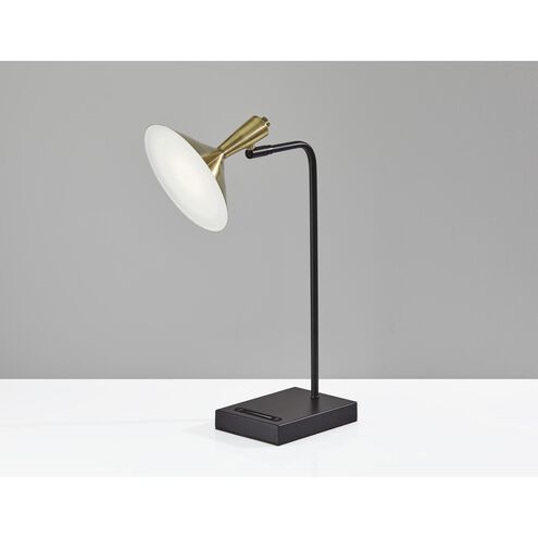 Lucas 22 inch 6.00 watt Black with Antique Brass LED Desk Lamp Portable Light, with USB Port