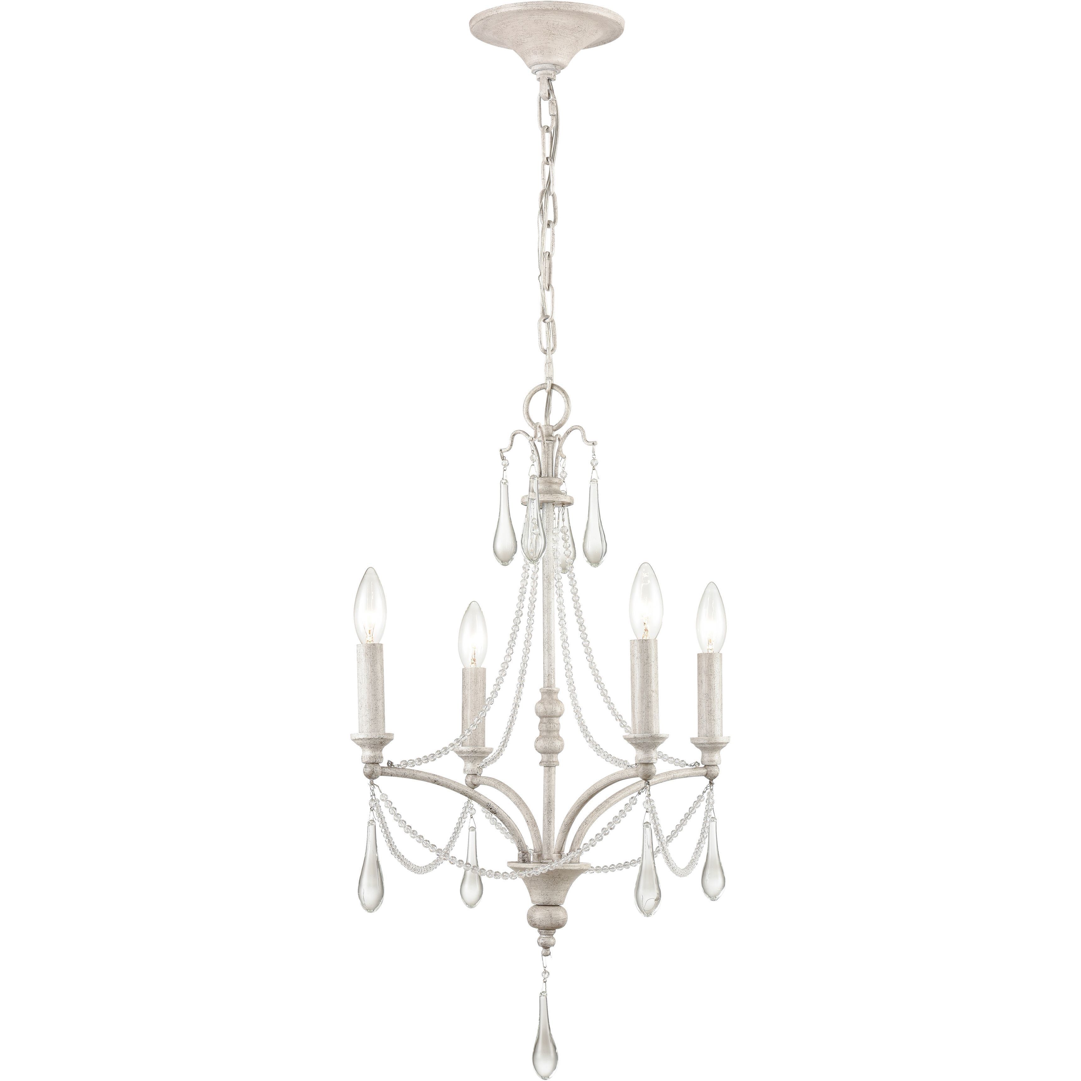 French Parlor 4 Light 16 inch Vintage White with Clear Chandelier Ceiling Light