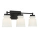 Contemporary 3 Light 24 inch Matte Black Vanity Light Wall Light