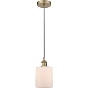 Edison Cobbleskill LED 5 inch Antique Brass Mini Pendant Ceiling Light