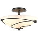 Forged Leaves 2 Light 13.5 inch Oil Rubbed Bronze Semi-Flush Ceiling Light in Opal