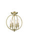 Milania 4 Light 13 inch Antique Brass Convertible Mini Chandelier/Ceiling Mount Ceiling Light