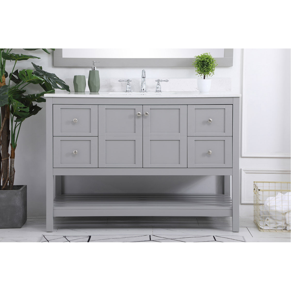 Theo 48 X 22 X 34 inch Gray Vanity Sink Set