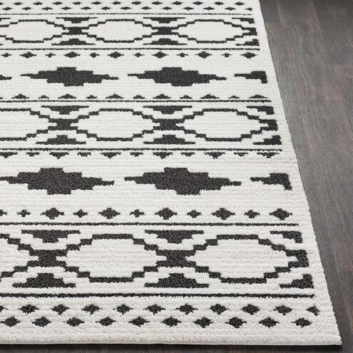 Moroccan Shag 114.17 X 78.74 inch Black/White/Charcoal/Off-White Machine Woven Rug in 7 x 9, Rectangle
