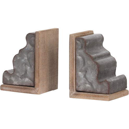 Marna 4 inch Silver and Natural Bookends, Set of 2