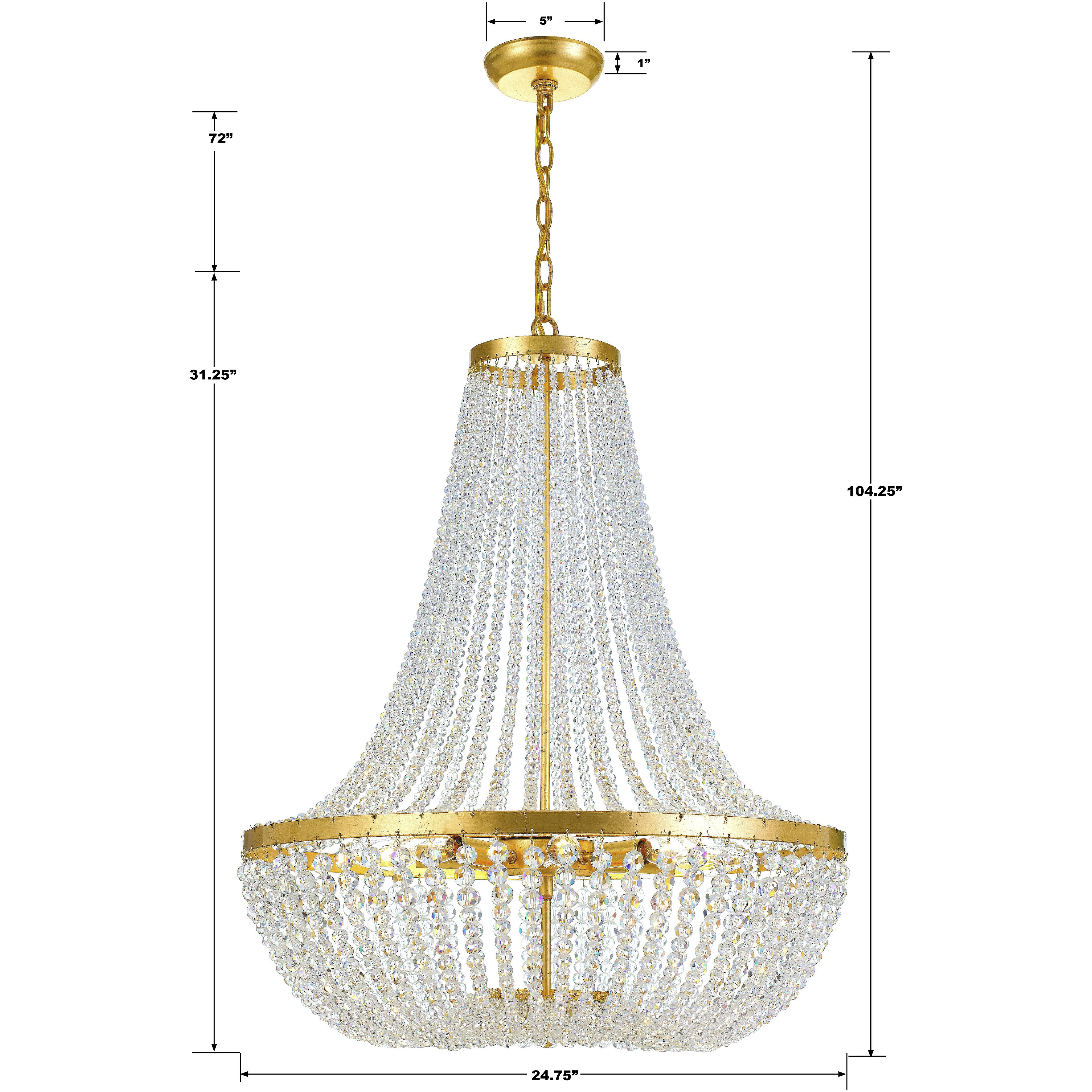 Rylee 8 Light 24.75 inch Antique Gold Chandelier Ceiling Light