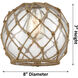 Ballston Farmhouse Rope 1 Light 8 inch Antique Copper Semi-Flush Mount Ceiling Light in White Glass with White Rope, Ballston