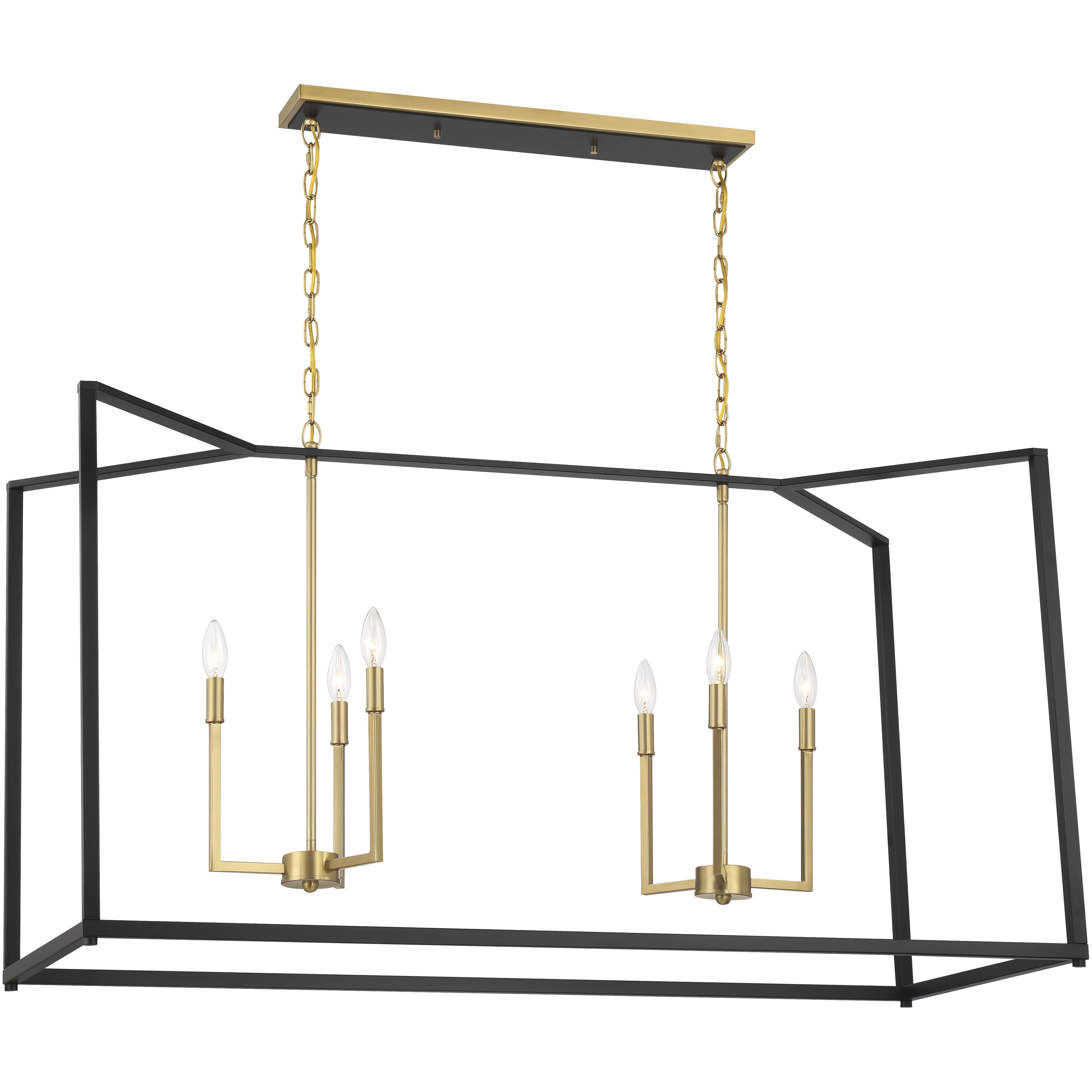 Colwick 6 Light 48 inch Matte Black and Signature Gold Island Chandelier Ceiling Light