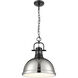 Yep Duncan 1 Light 14 inch Matte Black Pendant Ceiling Light in Chrome, Large