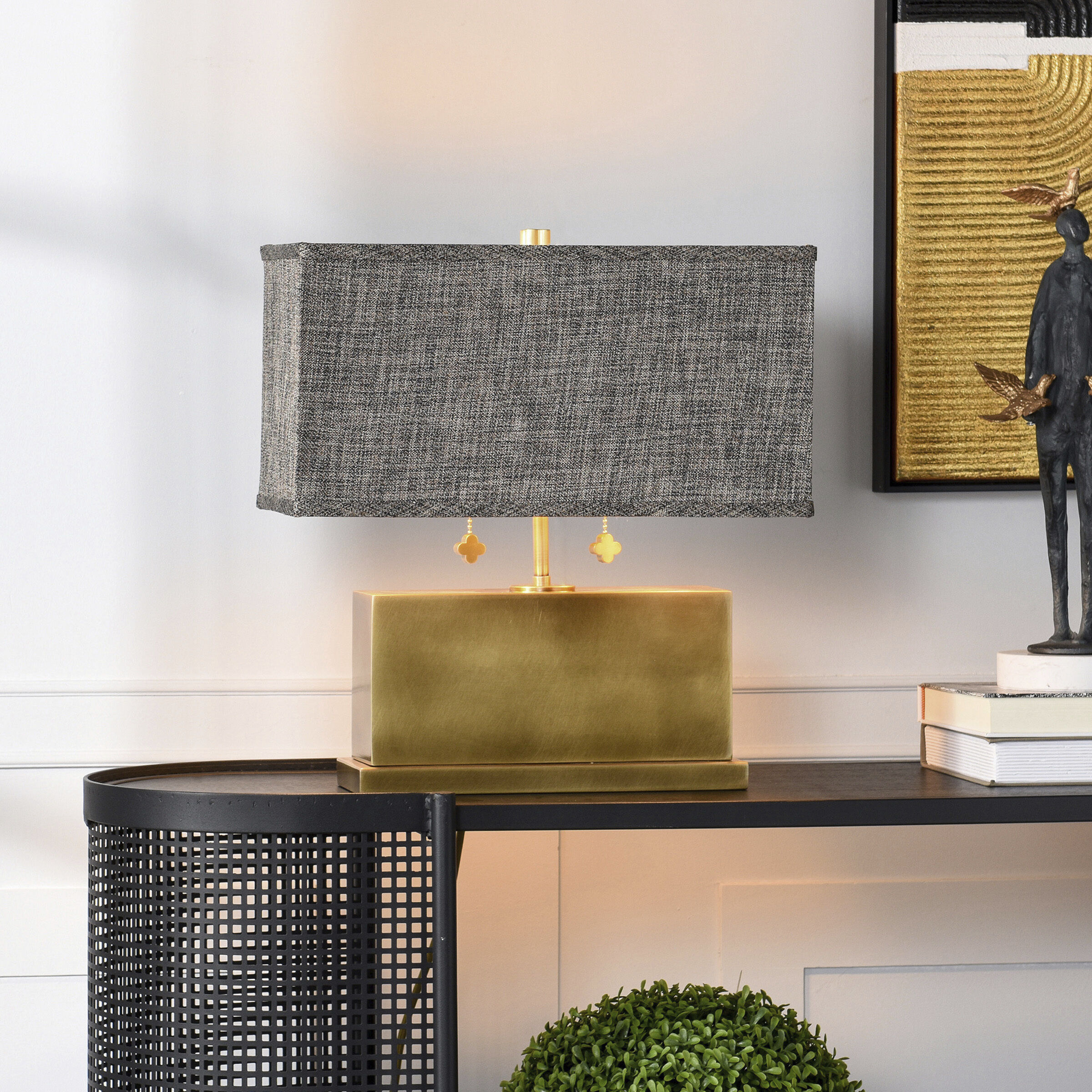 Eleanora 17 inch 60 watt Polished Brass Table Lamp Portable Light