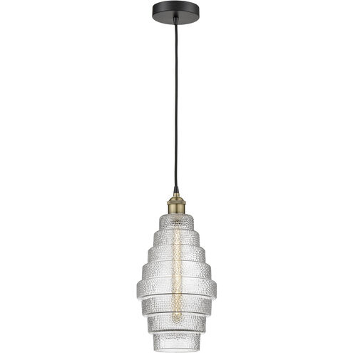 Cascade 1 Light 8 inch Black Antique Brass Mini Pendant Ceiling Light in Clear Glass