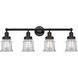 Edison Canton 4 Light 32 inch Matte Black Bath Vanity Light Wall Light in Clear Glass