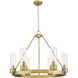 Boreas 6 Light 29 inch Brushed Brass Chandelier Ceiling Light in Clear Glass