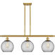 Ballston Farmhouse Chicken Wire 3 Light 36 inch Satin Gold Island Light Ceiling Light, Ballston