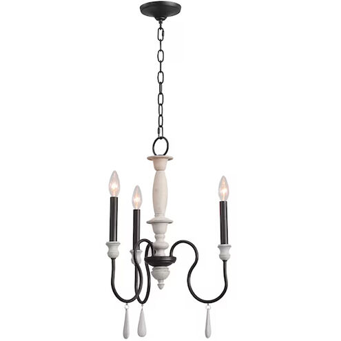 Brownell 3 Light 17 inch Anvil Iron with Antique White Chandelier Ceiling Light