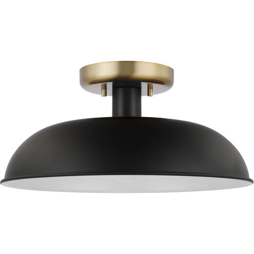 Colony 1 Light 15 inch Matte Black/Burnished Brass Semi Flush Ceiling Light