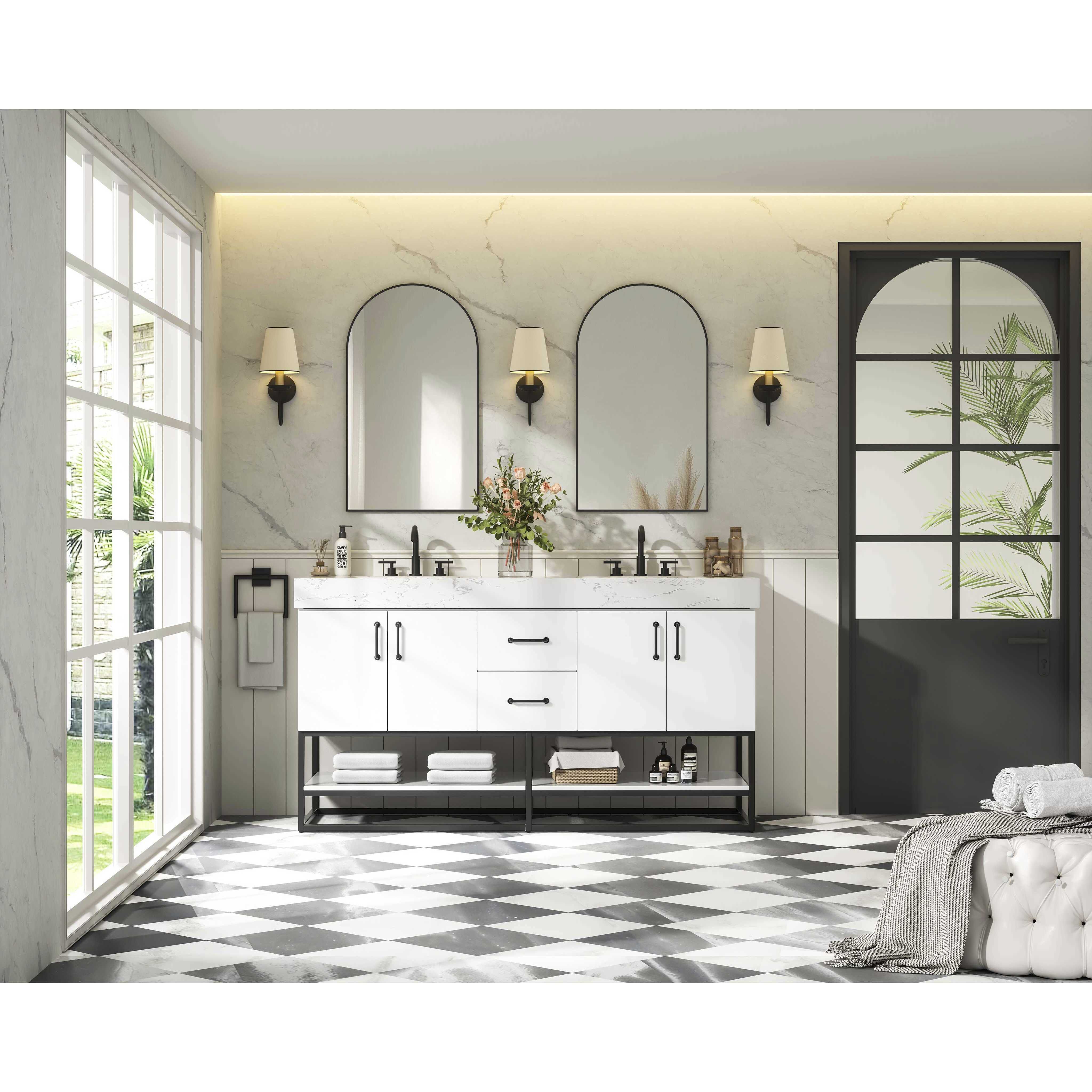 Caroline 60 X 34 inch White Bathroom Vanity Cabinet