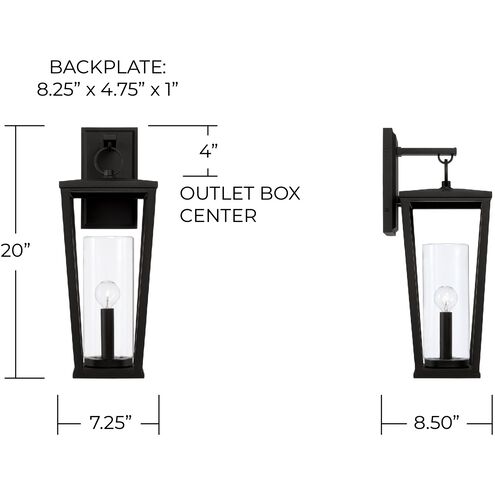 Elliott 1 Light 20 inch Black Outdoor Wall Lantern