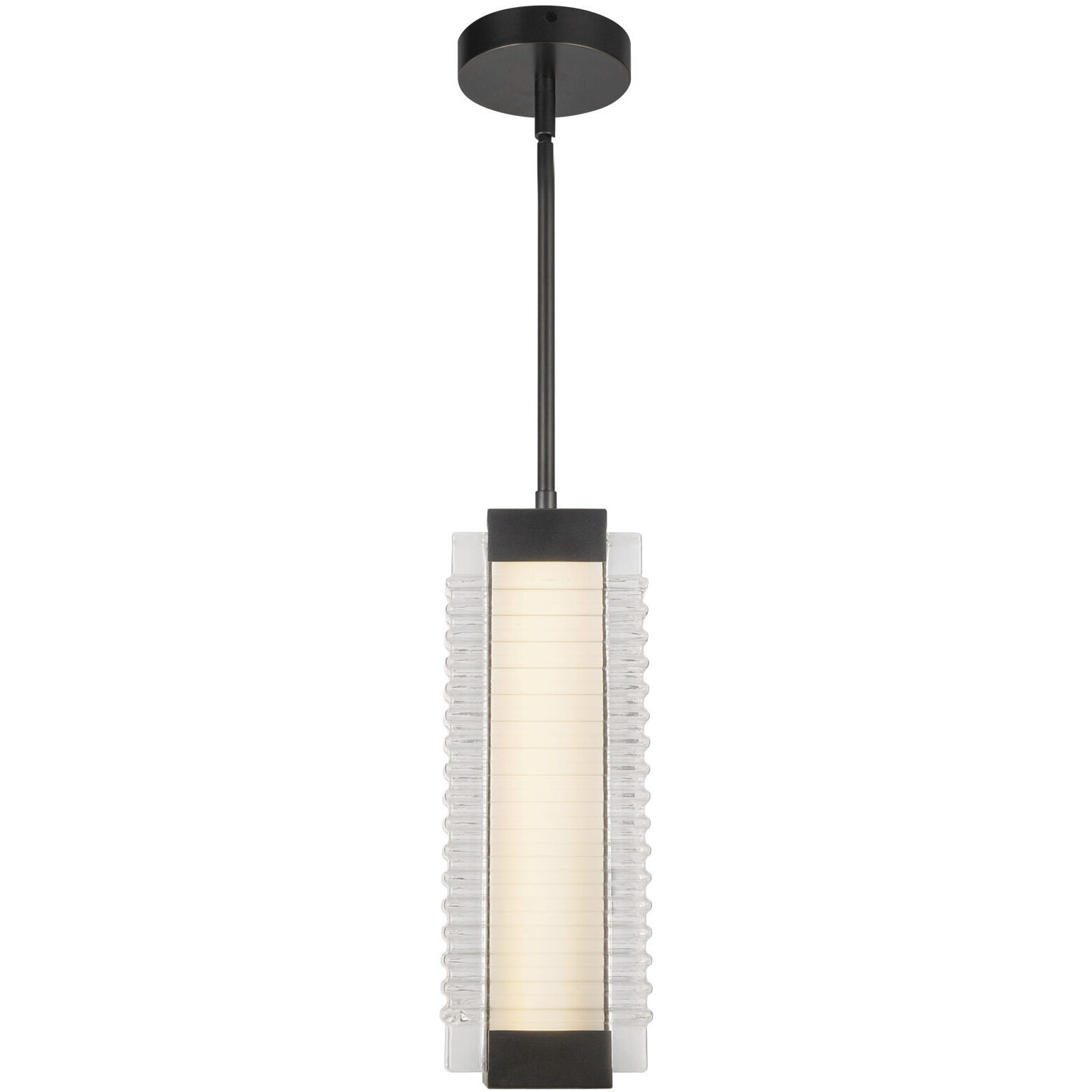 Alai LED 4.13 inch Urban Bronze/Ribbed Glass Pendant Ceiling Light