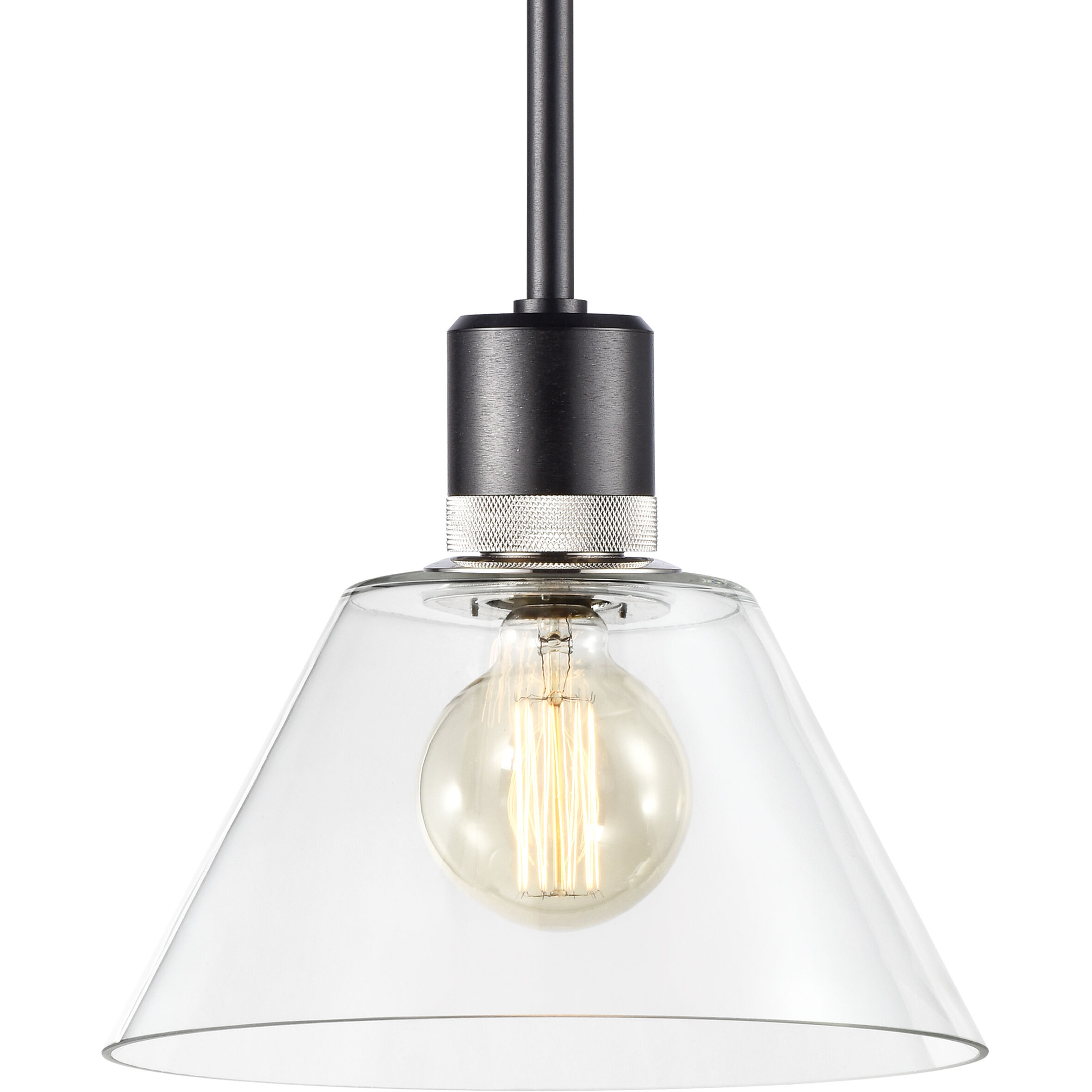 Zigrina 1 Light 11.75 inch Satin Brushed Black with Polished Nickel Pendant Ceiling Light
