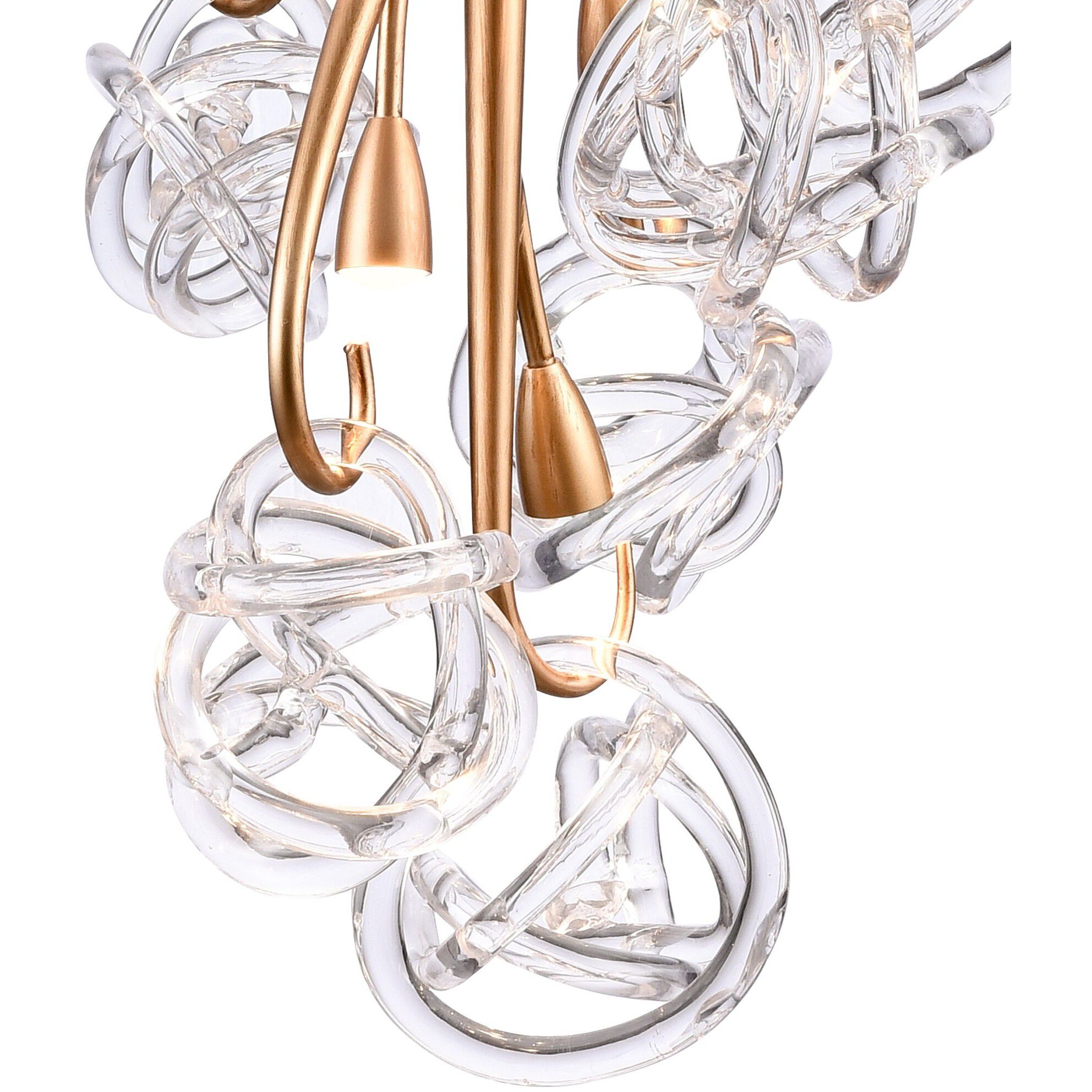 Freeform LED 21 inch Antique Gold Leaf Chandelier Ceiling Light, Converts to Semi Flush