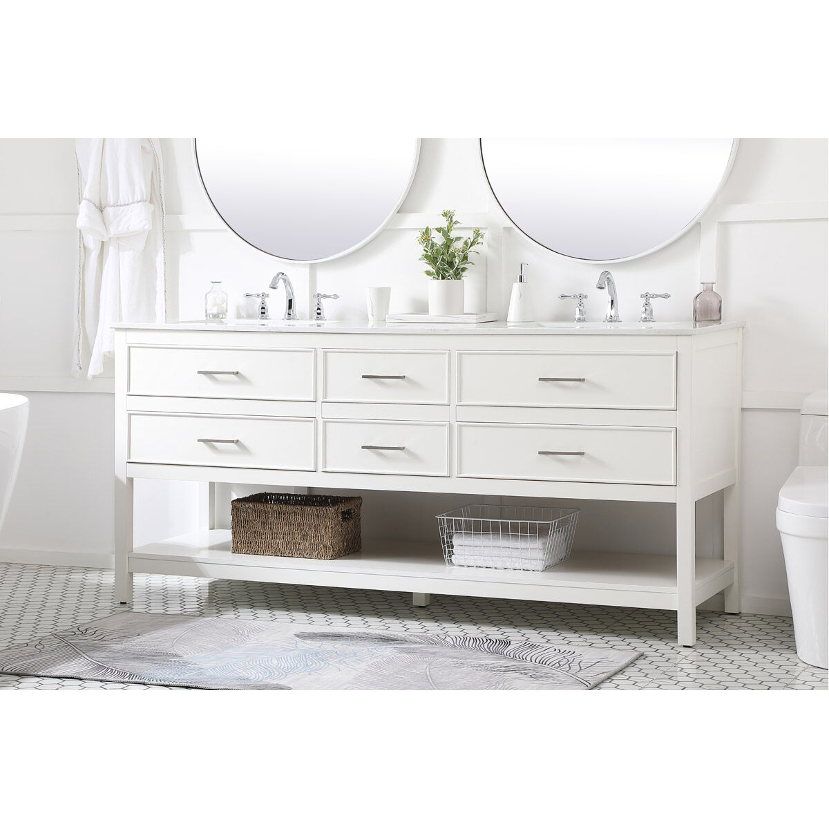 Sinclaire 72 X 22 X 34 inch White Vanity Sink Set