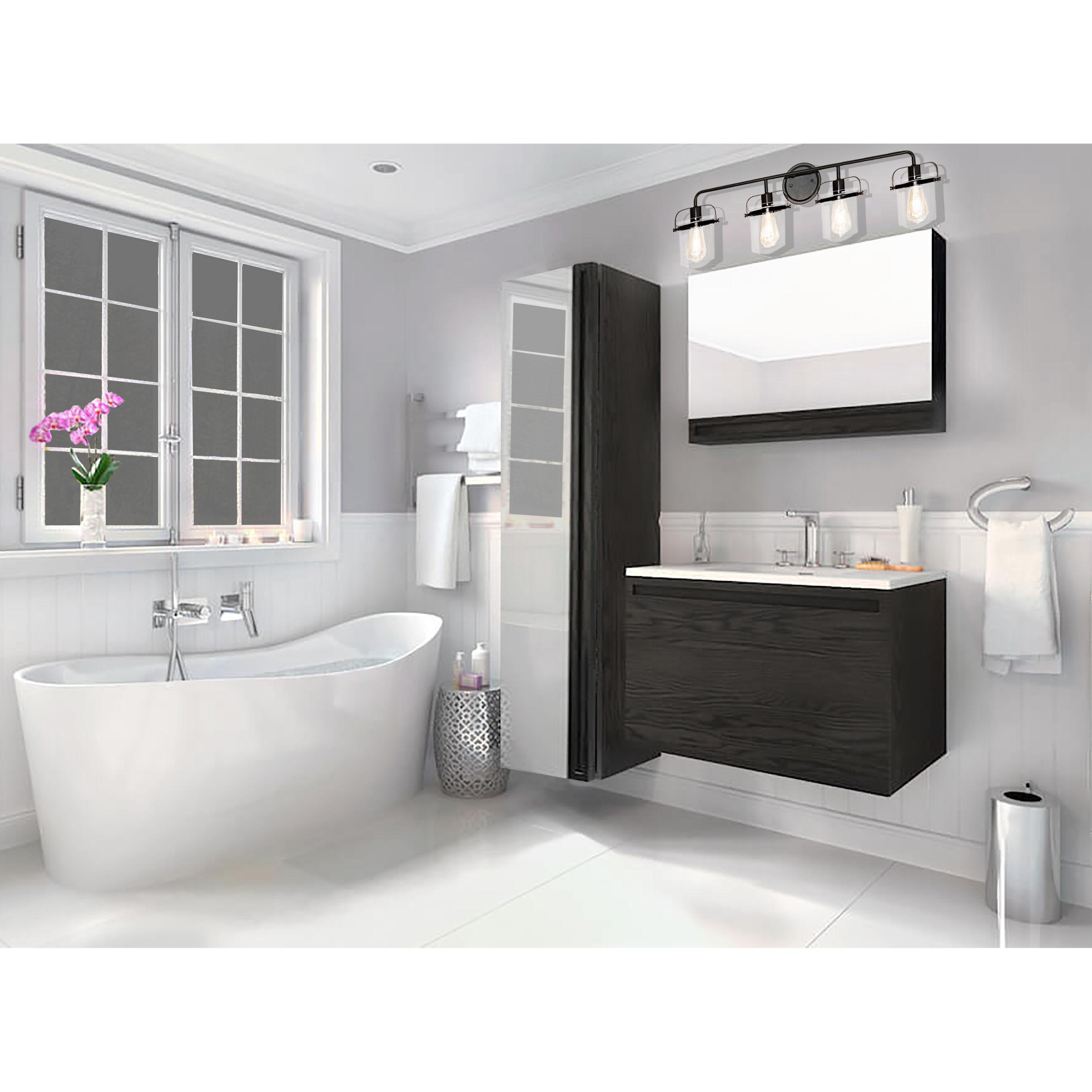 Jaxon 4 Light 33 inch Brushed Nickel Bath Bar Wall Light